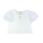 Girls white lace puff sleeve top