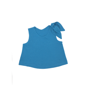 Girls Blue Top with Ruffle Pants Set