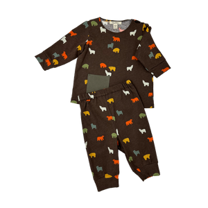 Babies Long sleeve bear-printed to and pants set