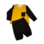 Babys acorn-printed long sleeve top and brown pants set