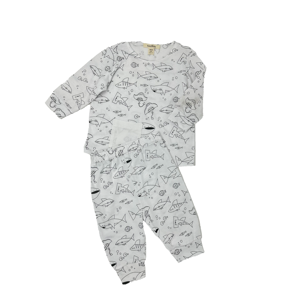 Baby Boys Long Sleeves Shark-Printed set