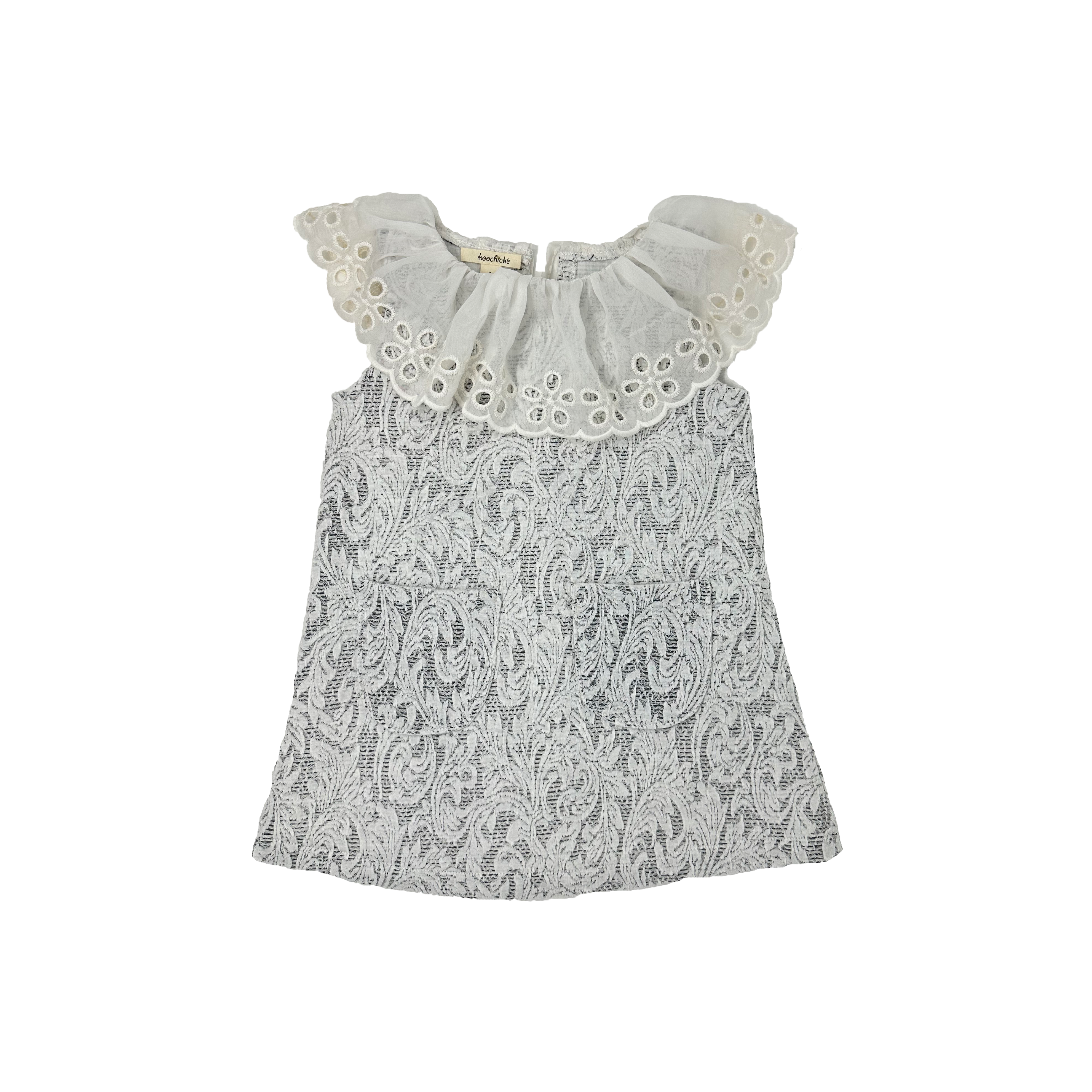 Girls A-LIne white and gray lace Dress