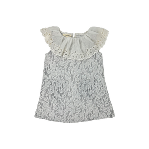 Girls A-LIne white and gray lace Dress