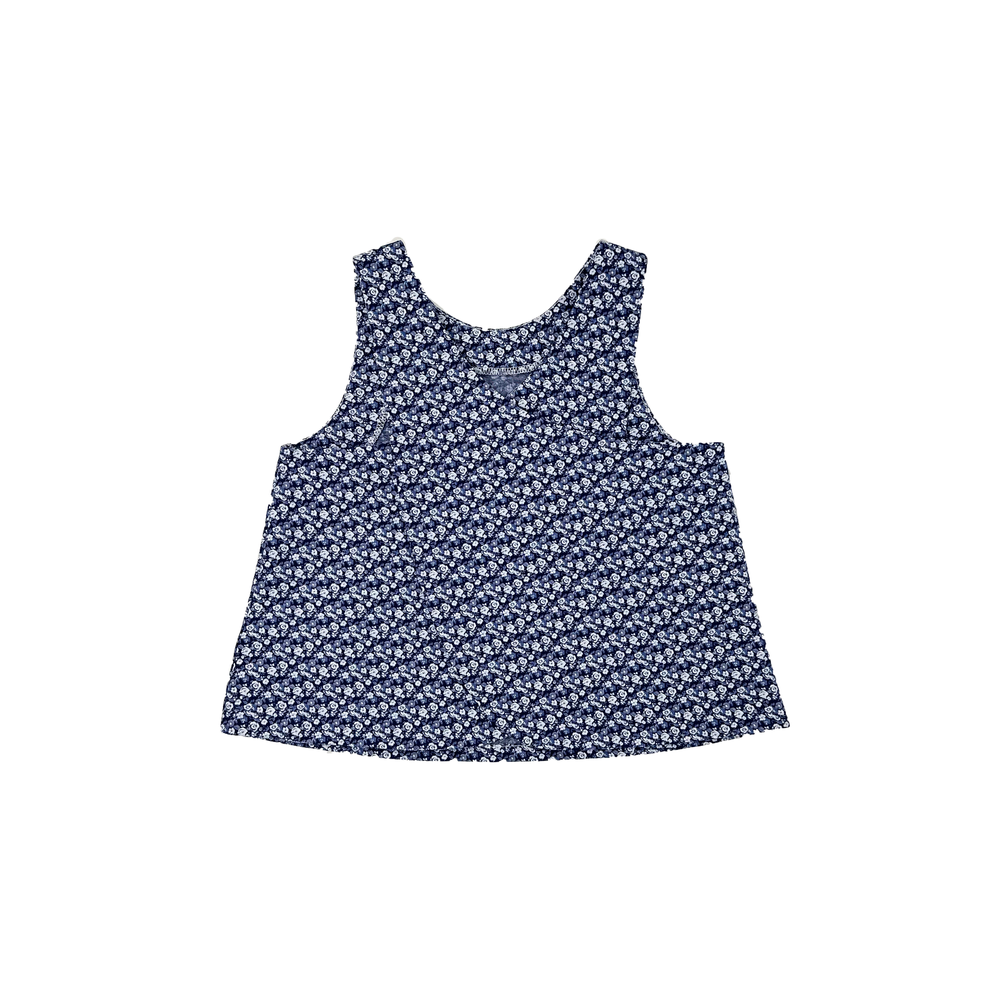 Girls Blue Floral Cross Over Back Top