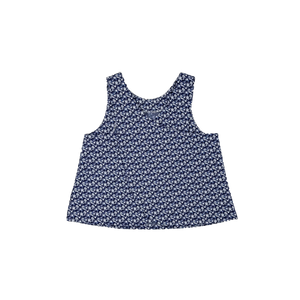 Girls Blue Floral Cross Over Back Top