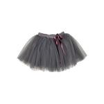 Girls Gray A-Line Top and Tull Skirt with Velvet Bow Set