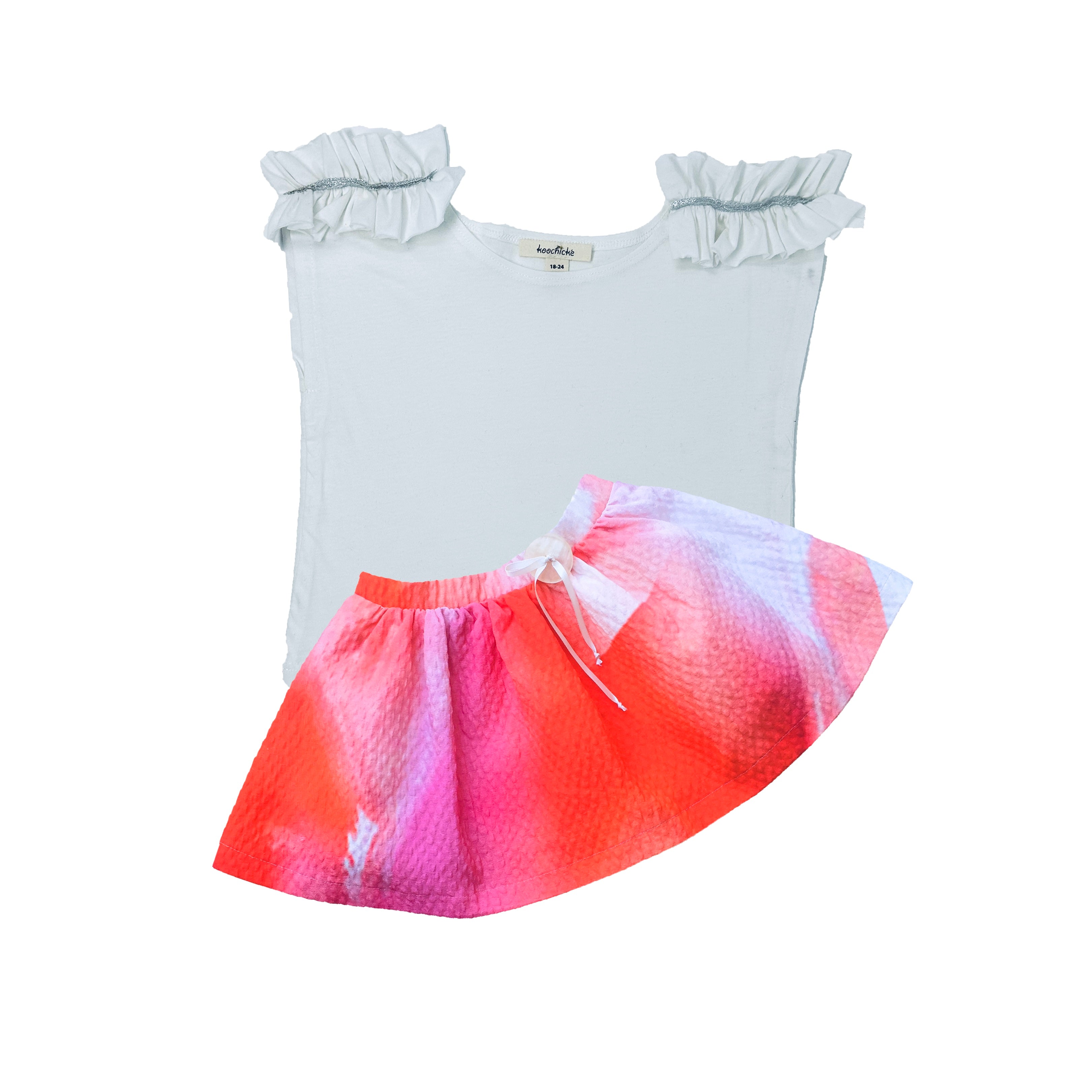 Girls Water Color Print Skirt Set