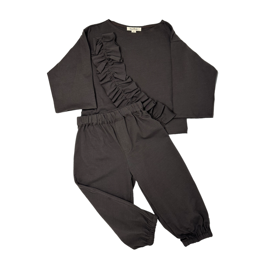 Girls Long sleeve brown top and pants set