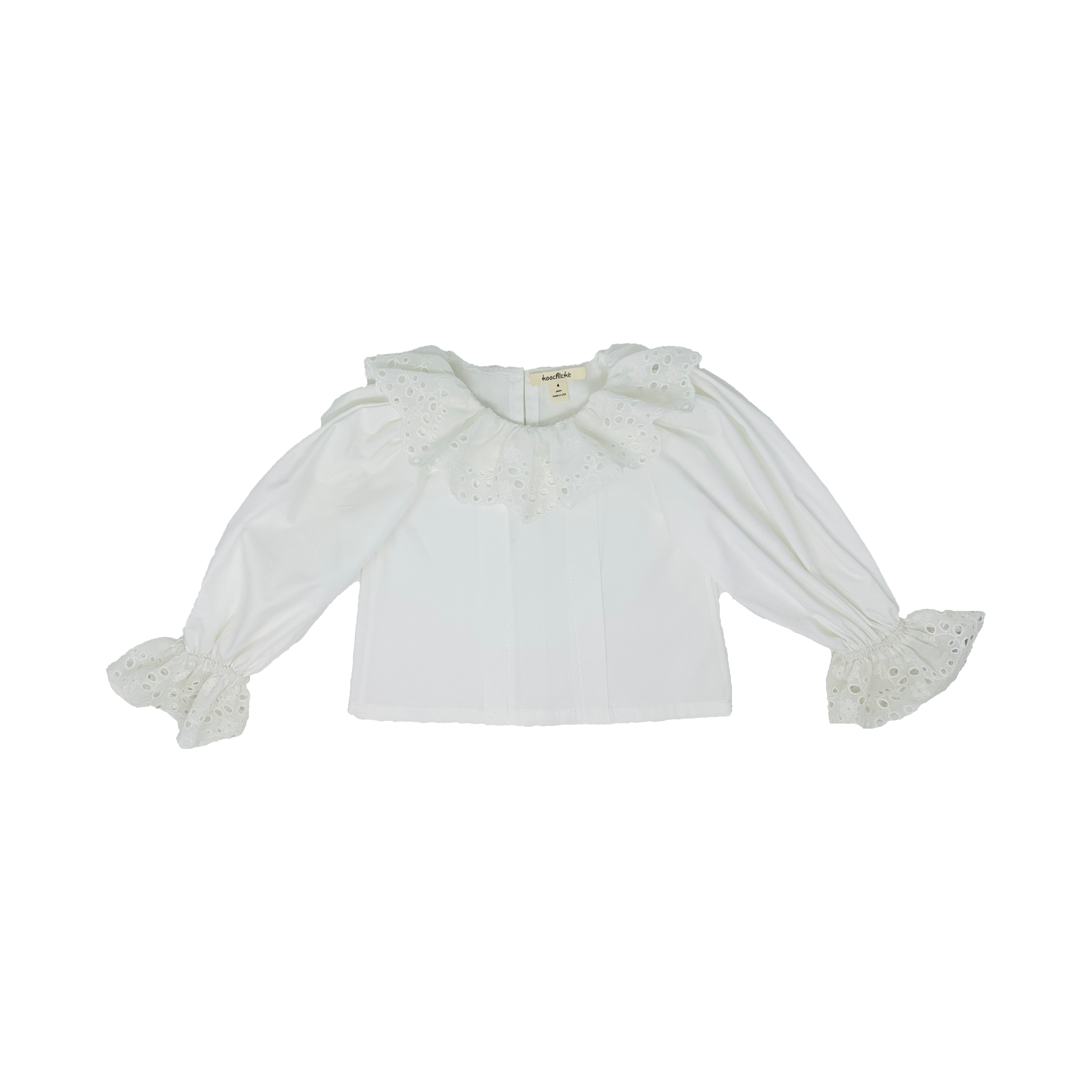 Girls white embroidery neck shirt