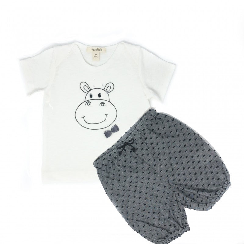 Babies Hippo print T-Shirt and Pants Set