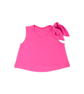 Girls Pink Top with Shoulder Bow