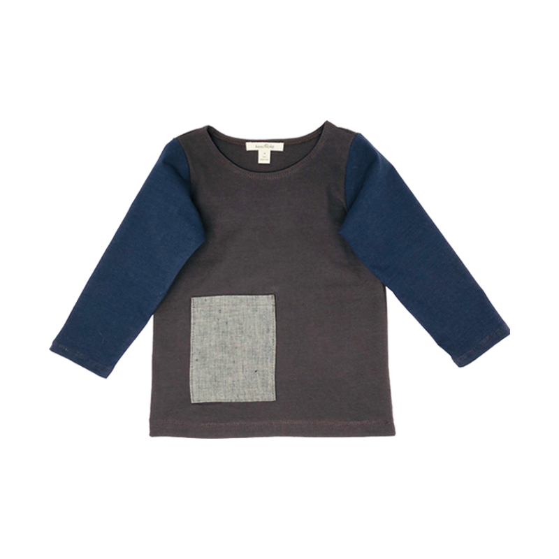 Boys Brown Top With Linen Pocket