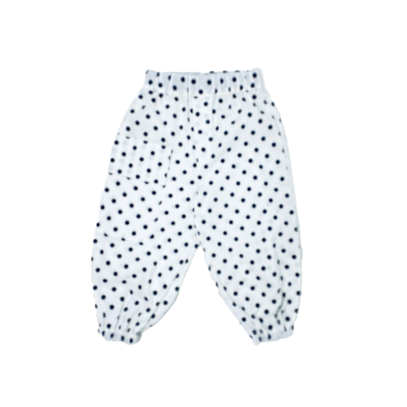 Girls White Polka Dot Pants with Cargo Pocket
