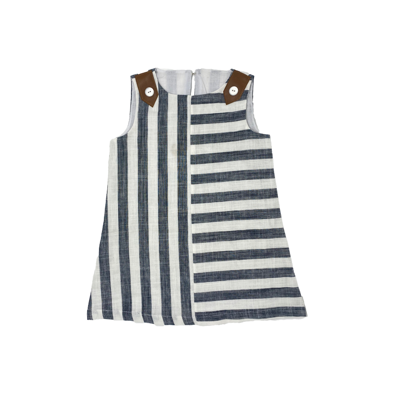 Girls A-line Dress in Stripe