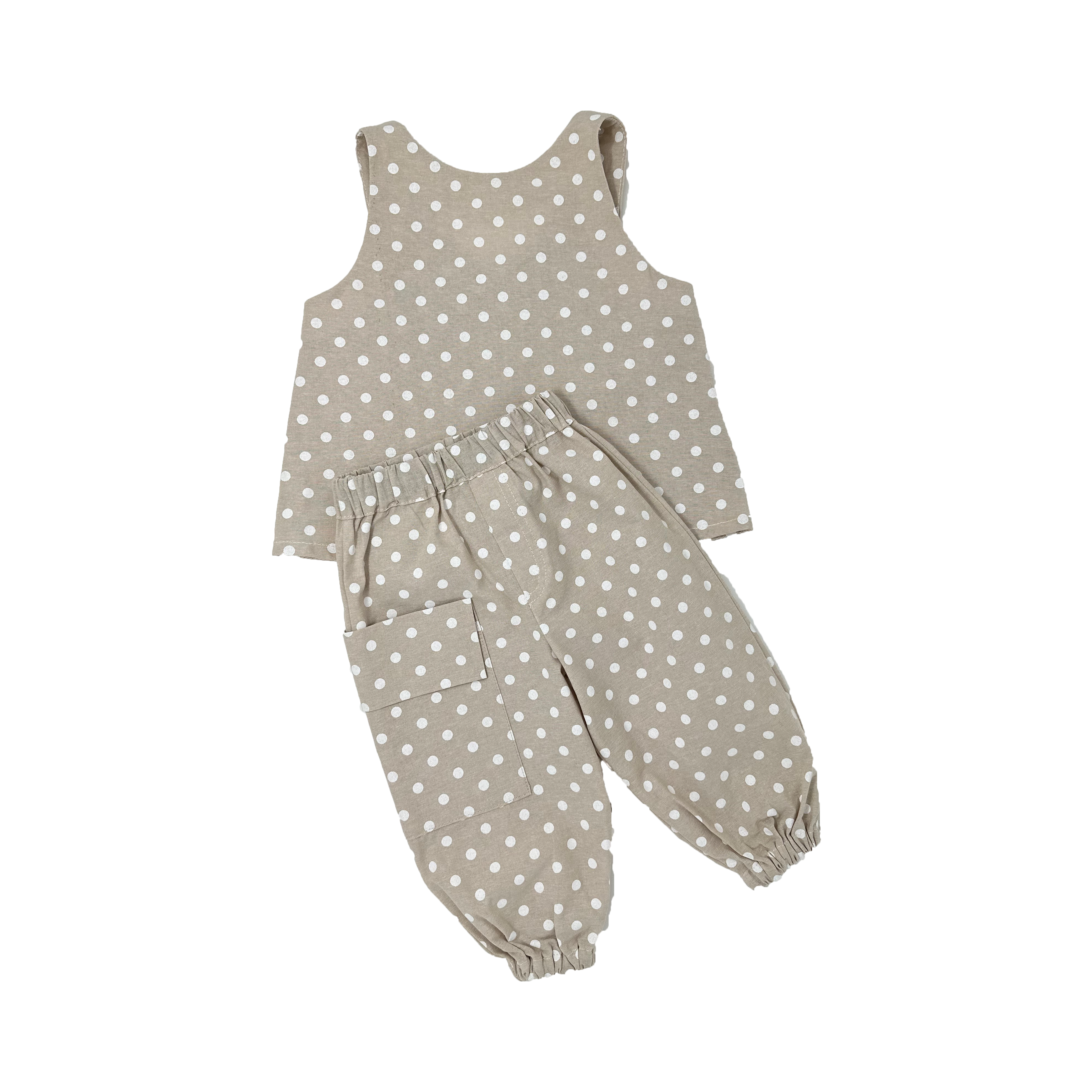 Girls Beige Polka Dot Bucket Hat