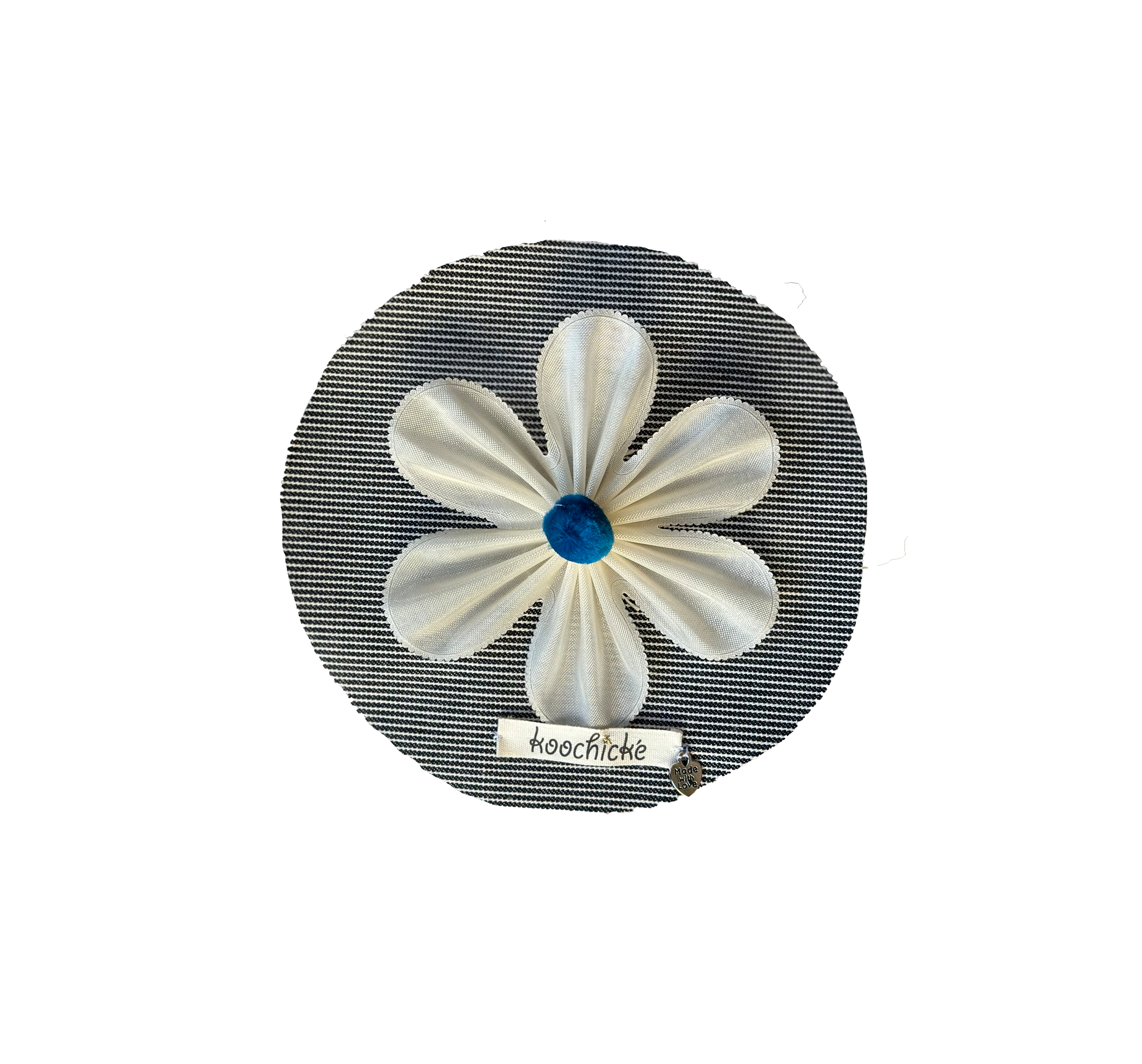 Hand-Made Flower Hair Clip with Blue Center