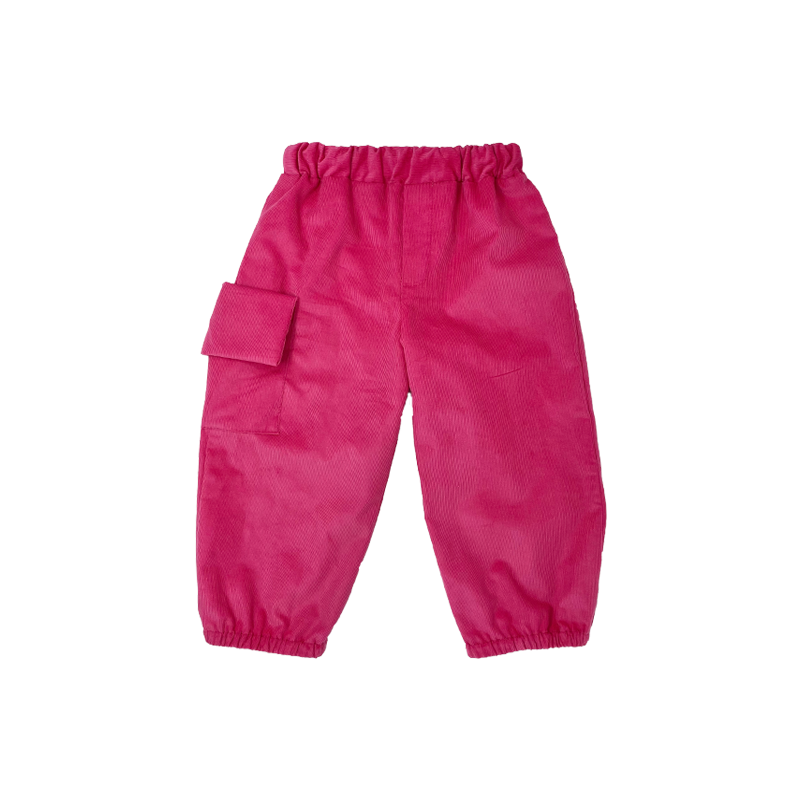 Girls Pink Corduroy Pants with Cargo Pocket