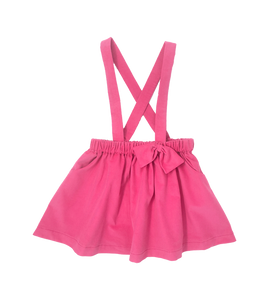 Girls Pink Suspender Corduroy Skirt