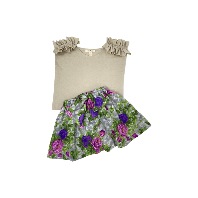 Girls Purple Floral Skirt