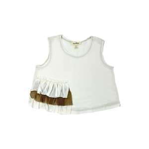 Girls Off-White Top With Ruffled Trim