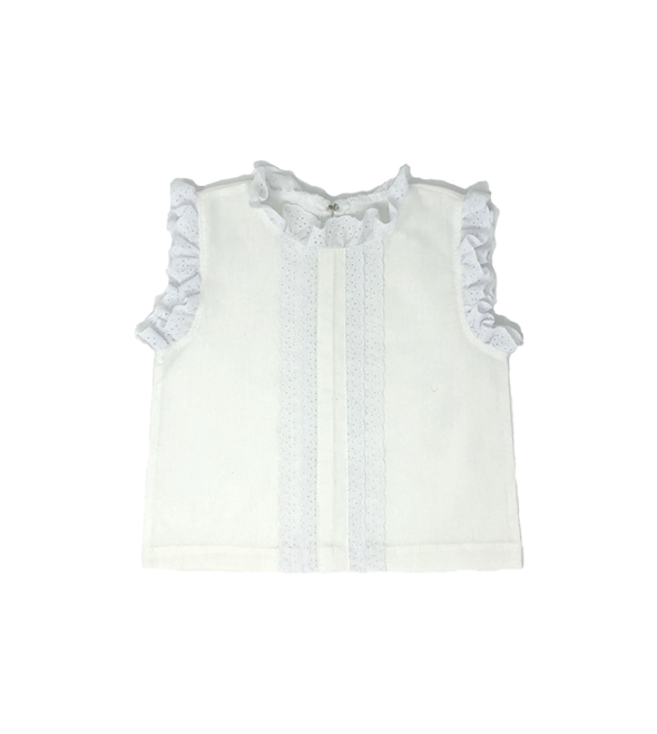 White Sleeveless Top With Lace Trim