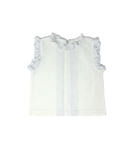 White Sleeveless Top With Lace Trim