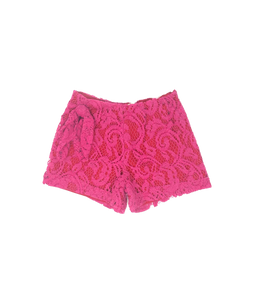Girls Hot-Pink Lace Shorts